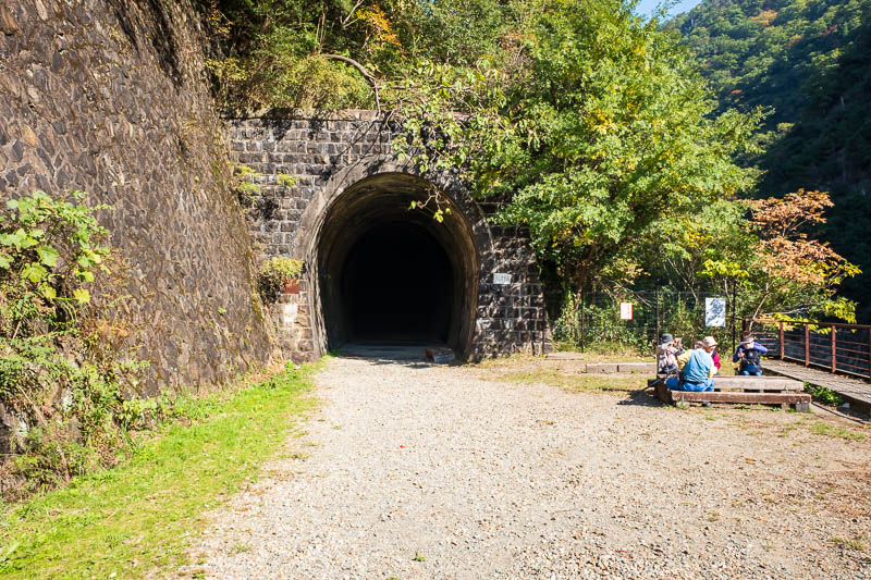 Back to Japan for even more - Oct and Nov 2017 - The first tunnel entrance. The first tunnel is straight, you probably dont need a torch, although you do walk over railway sleepers so might trip.