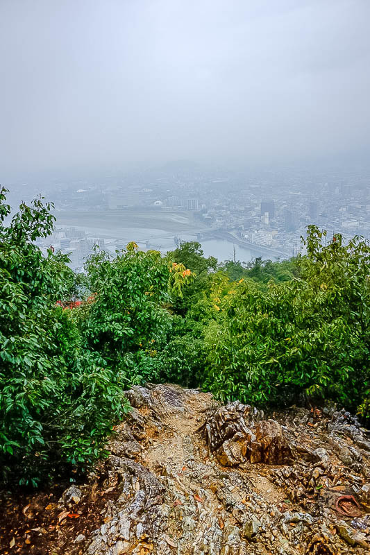 Japan-Gifu-Rain-Fog-Castle-Garden - Time to make my descent down the meditation path. I meditated on not slipping the hell over.