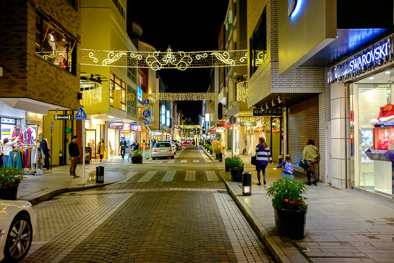 Japan-Yokohama-Motomachi-Ramen - The main part of Motomachi is nicely lit up, dont let the swarovski store fool you, its mainly independent stores.