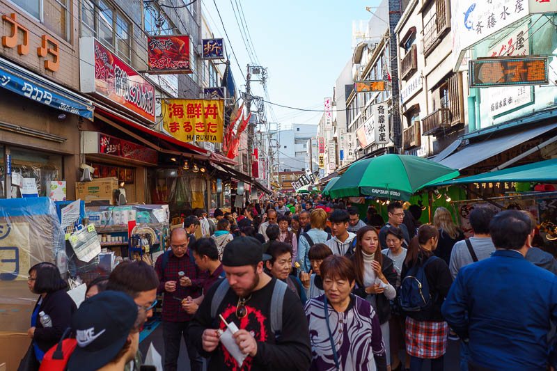 Of course I am back in Japan yet again - Oct and Nov 2018 - The old market is still very busy and full of tourists. Probably Australian, probably upsetting a nearby stabby sushi chef.