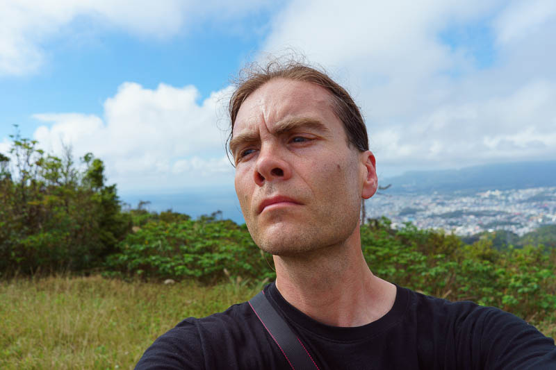 Japan-Okinawa-Nago-Hiking - The best photo of me yet!!!!! The very humid weather is giving me an awesome afro hairstyle. I dont try to fight it.