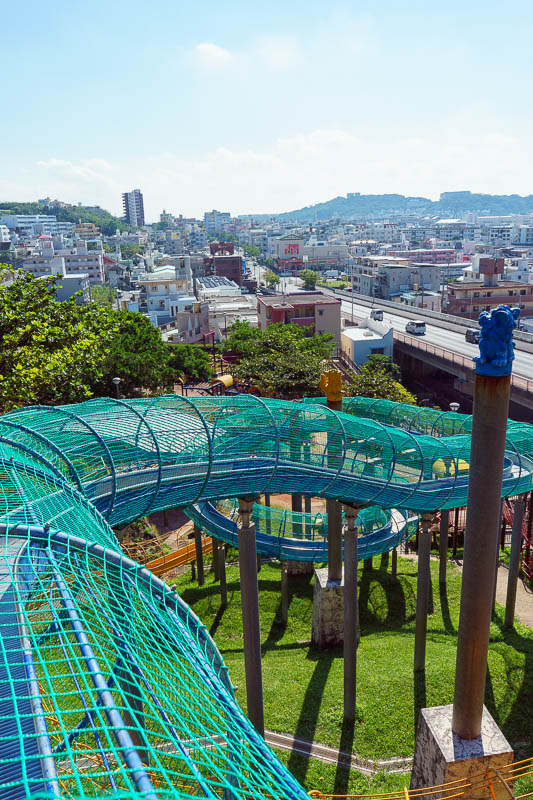 Of course I am back in Japan yet again - Oct and Nov 2018 - This is a very impressive playground on the side of a hill. I can think of 10 ways to die here. I got half way down before I got stuck.