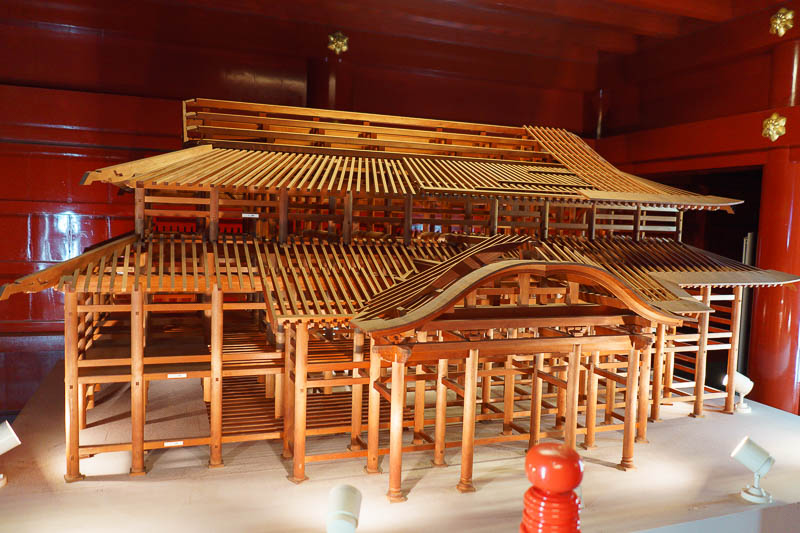 Japan-Okinawa-Naha-Castle - Here is a wooden model of the modern concrete and steel castle.