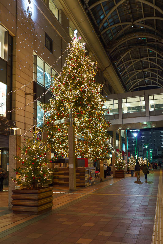 Japan-Fukuoka-Tenjin-Food - This is the Daimaru atrium and its huge Christmas tree. I think it was fancier the last time I was here? I took a photo then, I will check later, or n