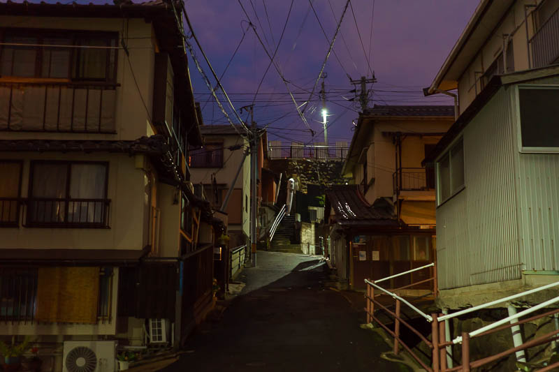 Of course I am back in Japan yet again - Oct and Nov 2018 - The streets extending up steep dark hills were very interesting. Cats were darting about everywhere.