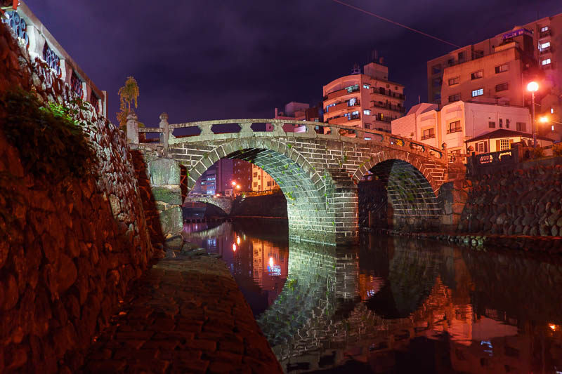 Of course I am back in Japan yet again - Oct and Nov 2018 - This bridge is called the 'spectacles bridge'. Handheld 1/10, nice reflection, best photo of the evening.