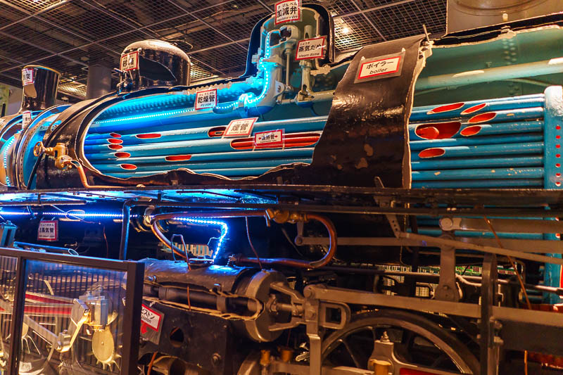 Japan-Tokyo-Kawagoe-Museum - This steam train has been cut apart and retrofitted with lasers which help it go into space.