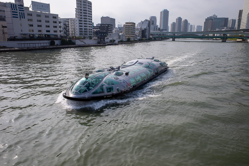 Japan for the 9th time - Oct and Nov 2019 - FUTURE BOAT IS HERE TO SAVE US ALL. Many of the bridges are very low, they therefore have to design a boat that sits very low, and can have bow waves 