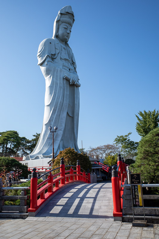 Japan for the 9th time - Oct and Nov 2019 - Buddha plus red bridge. Peak Japan right here. You cannot see the view of the city unless you pay the fee to climb up inside the Buddhas brain area.