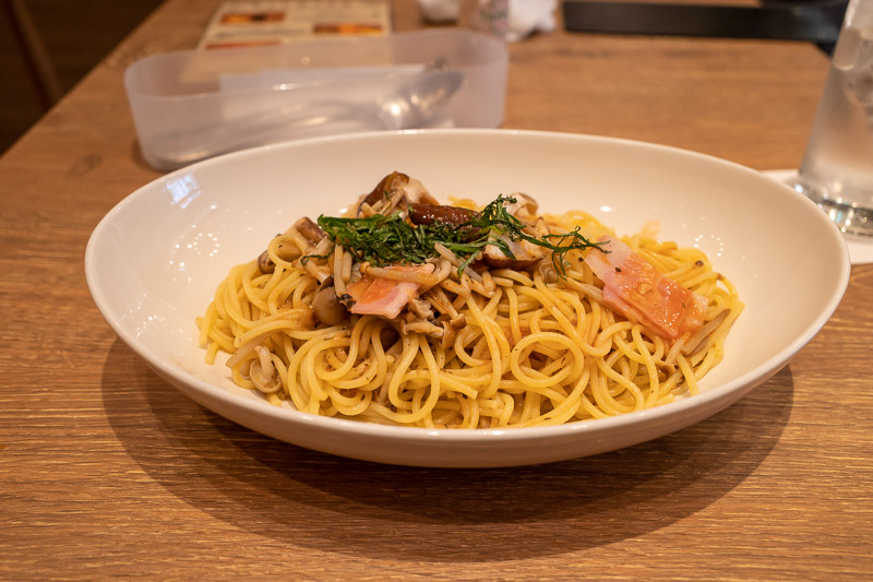 Japan for the 9th time - Oct and Nov 2019 - Back at the Takasaki station area I found a cafe pronto still open. My choices were pasta or beer. The pasta was ok, but in the pictures it had a lot 