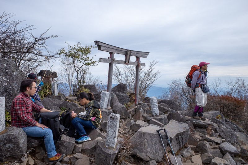 Japan-Hiking-Mount Akagi - Summit #2, Komagatake, with shrine. This is not where you get a good view from though, walk another 100 metres past here to the scenic panorama spot.