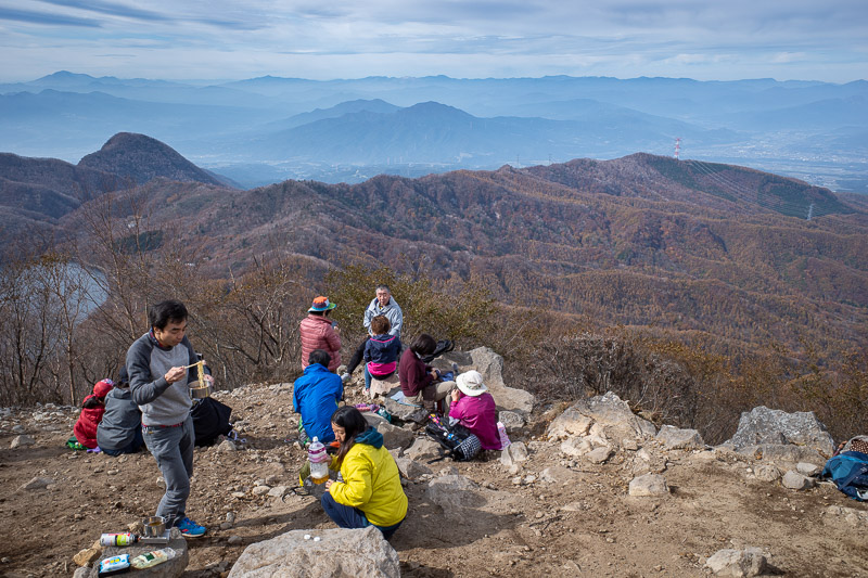 Japan-Hiking-Mount Akagi - Here it is, scenic panorama view spot. The photo does not show it but there were more than 100 people here having lunch. One girl opened a big bag of 
