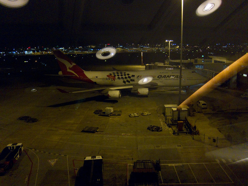 Sydney-Airport-Lounge-Qantas - I presume this is my plane, painted in the Melbourne grand prix livery. Despite being a huge fan of F1, I think every year I am overseas when the Aust