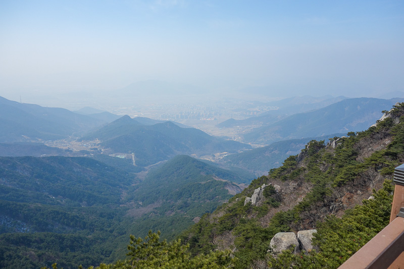 Korea-Daegu-Hiking-Bisuelsan - And the view from peak number 1. Korea has kindly provided a viewing platform. The path along the ridge to the next peak seemed to be of exceptionally