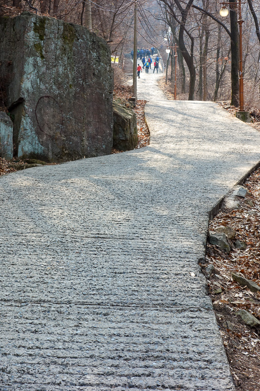 Korea again - Incheon - Daegu - Busan - Gwangju - Seoul - 2015 - This path is much much steeper than it looks. People coming down zig zag to slow themselves or go backwards. I found it to be an amazing calf workout.
