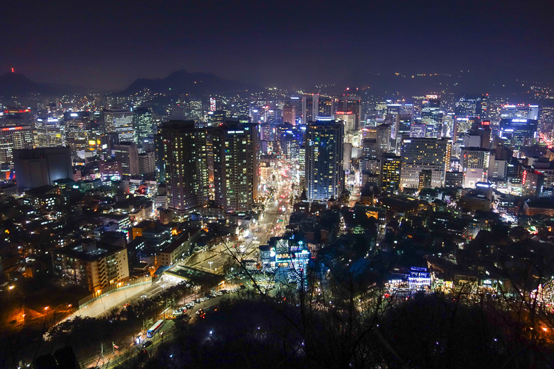 Korea-Seoul-Tower-Food-Pancake - Night view from halfway down.