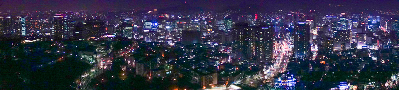 Korea-Seoul-Tower-Food-Pancake - Now I didnt think this would work, but it appears to have come out ok. Night time panorama! ISO3200. All my night shots are handheld no flash, but as 