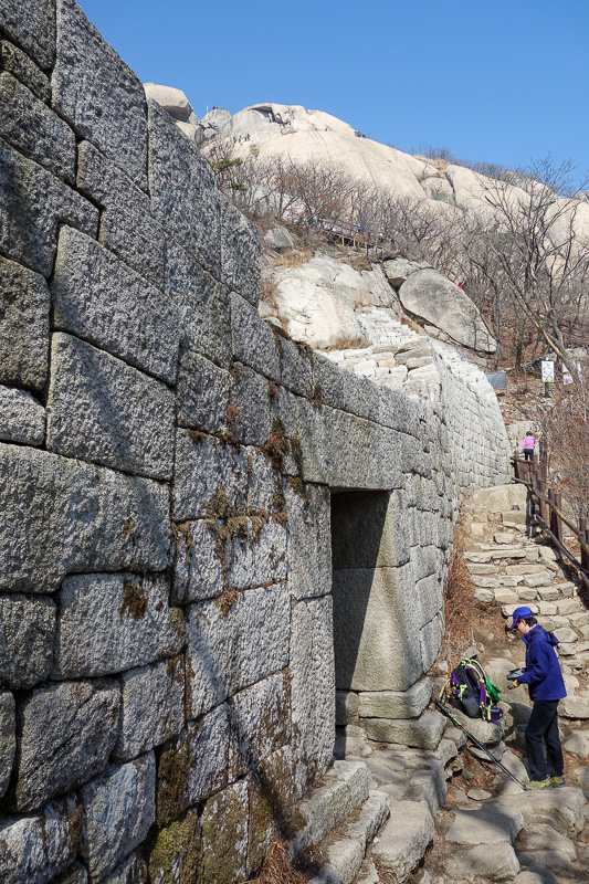 Korea-Seoul-Hiking-Bukhansan-Baegundae - Parts of this mountain also have ancient wall, as was the trend in years gone by.