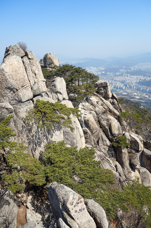 Korea-Seoul-Hiking-Bukhansan-Dobongsan - I was having a great time. If you zoom you can see the metal cable. I think this is still technically part of the section I was told to avoid.