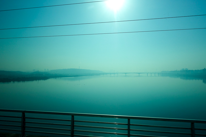 Korea-Incheon-Seoul-Daegu-Bullet Train - This is the mighty Han river. I think it comes from North Korea, where they have a dam just over the border rigged with explosives that would wash awa