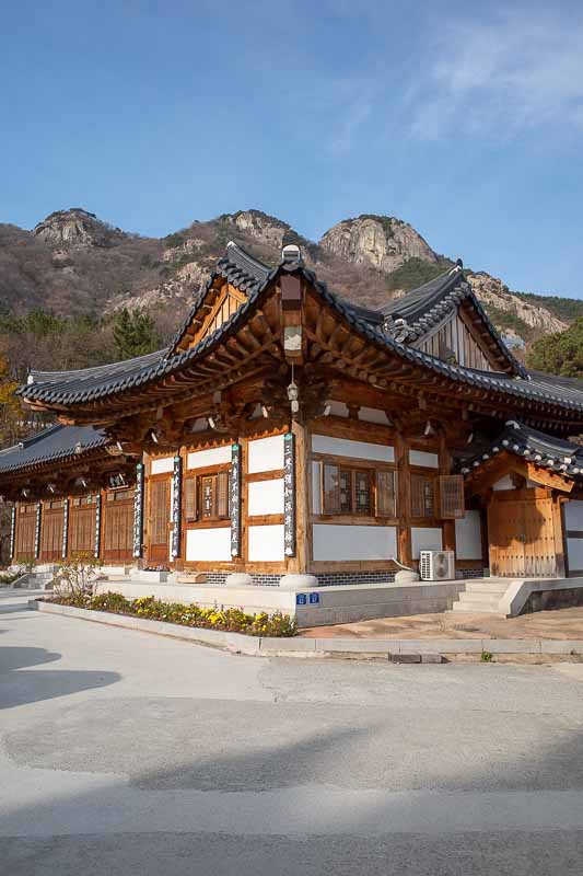 Korea-Daejeon-Hiking-Gyeryongsan - The 3 technical peaks behind the shrine.