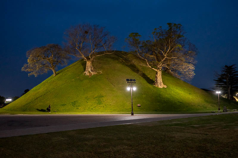 Korea-Gyeongju-Food-Steak - Behold, the granddaddy of all funeral mounds. So grand that awesome trees grow out of it!
