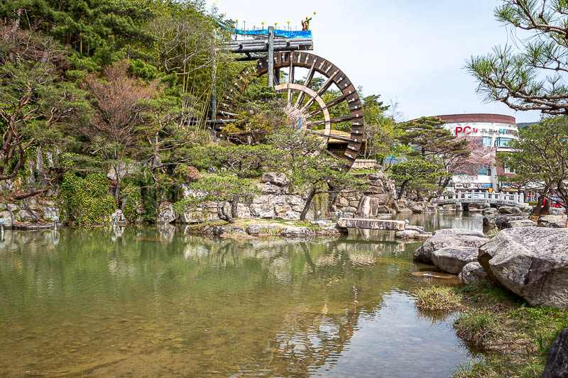 Korea-Gyeongju-Wolseong-Bomunho - And then as I headed back to the road to find a bus stop, a giant water wheel appeared. Why you may wonder?