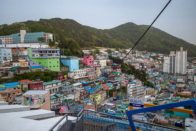 Korea-Busan-Gamcheon-Pollution - The view everyone gets excited for. It is much the same as many other views in Busan only they painted the houses with ridiculous colours.