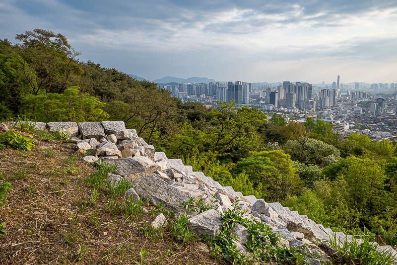 Korea-Seoul-Namsan - Let the view shots commence. This one has a bit of the old wall.