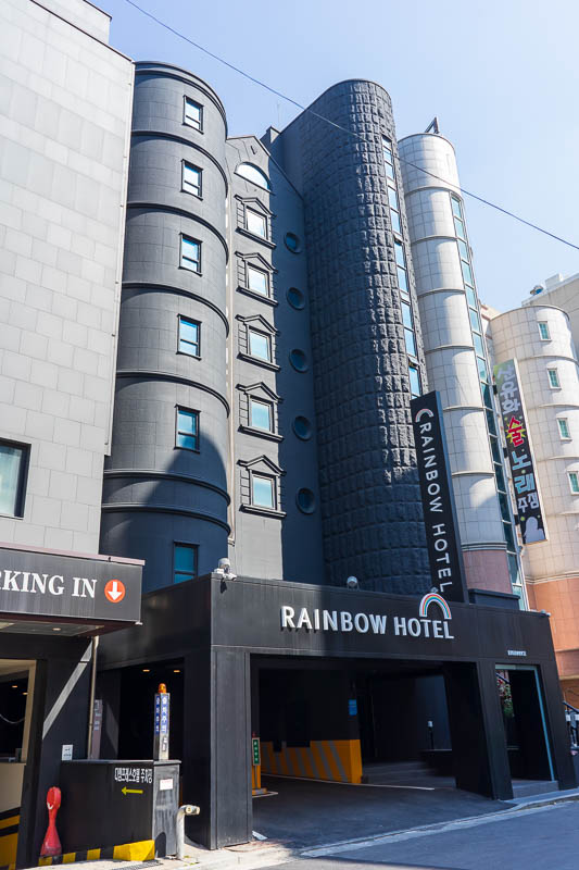Korea-Daejeon-Train - And now, here is my hotel in Daejeon. THE RAINBOW HOTEL. There are basically zero hotels available in this city on booking.com, by basically none I th