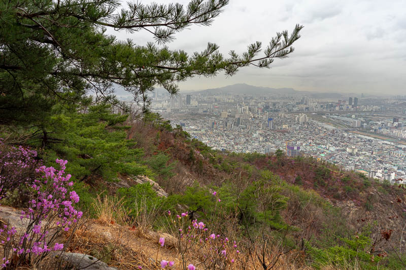 Korea-Seoul-Hiking-Yongmasan - Time for a bit more view. I was not quite sure which way I was facing but whichever way it was I am sure I have climbed that mountain in the distance 