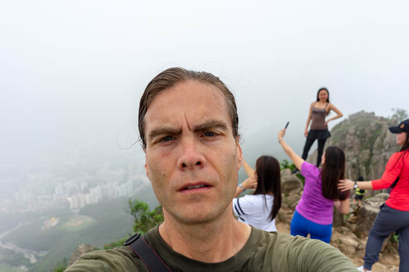 Hong Kong-Hiking-Lion Rock - I stayed a long way from the edge, meanwhile behind me they were leaping into the air on rocks near the edge.