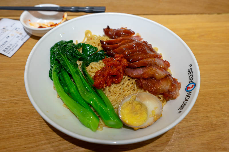 Korea - HK - China - KORKONG! - When in Canton, eat Cantonese food. Roast pork on noodles. Not bad. Small serve. Bland.