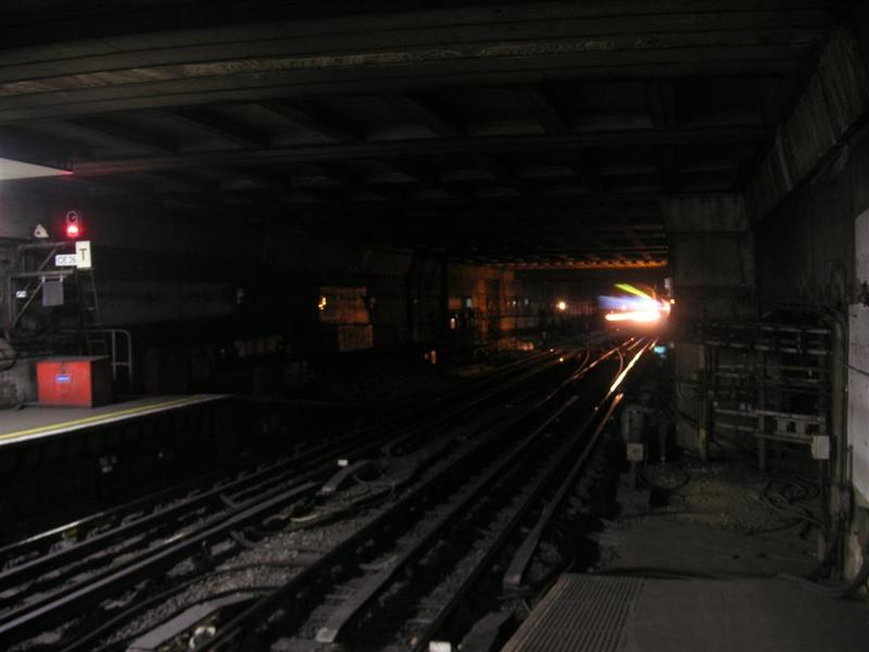 England-London-Teddington-Train - Train approaches the underground.