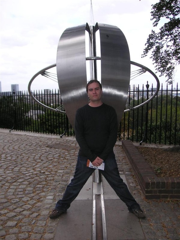 London - September 2009 - Straddling time at the 0 meridian.