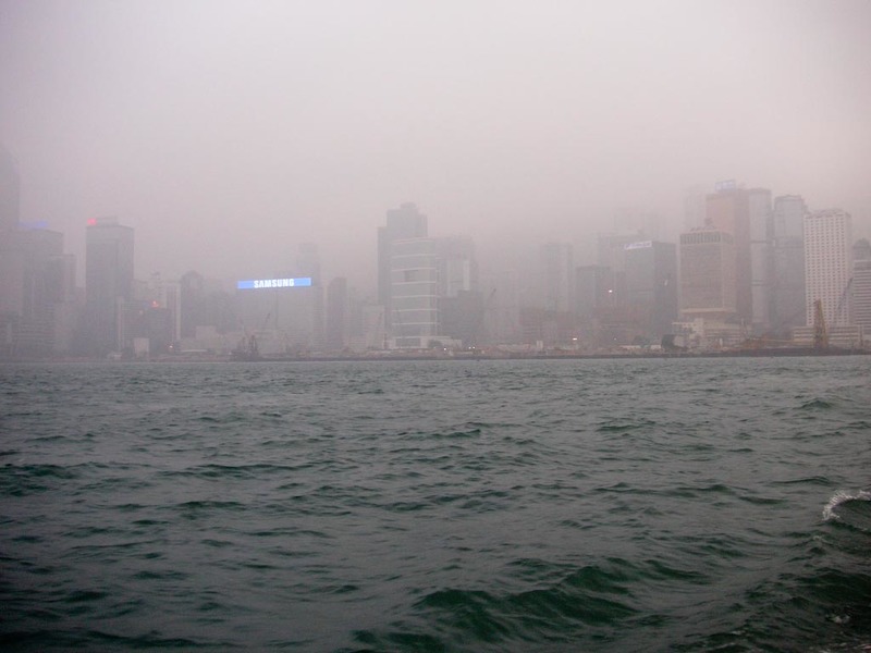 Hong Kong-Star Ferry-Smog-Tsim Sha Tsui - Hong Kong island through the smog.