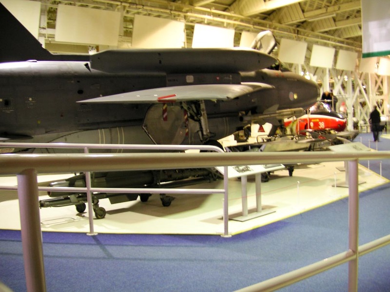 England-London-Air Force Museum - A crappy angle of a lightning, for many years this was the fastest fighter going around, capable of over mach 2, strangely the drop tanks were above w