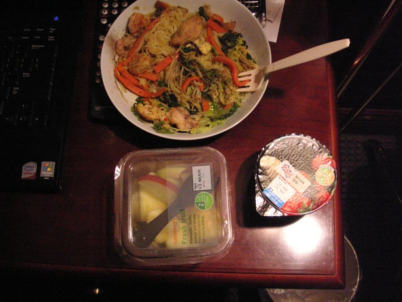 England-London-Soho-Food - I took no photos on my walk, so all you get is a shot of my dinner, which is singapore noodles with chicken and prawns, from Sainsburys.