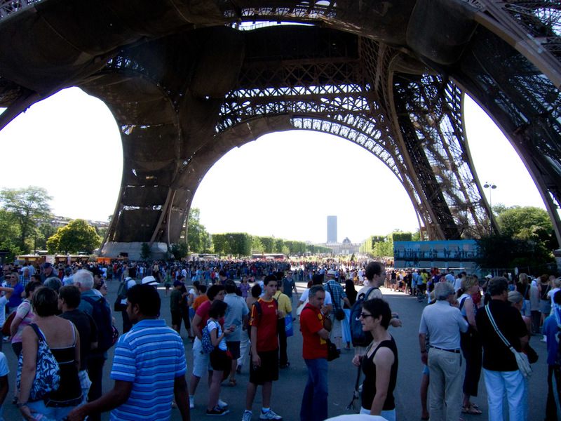France-Paris-Arc de Triomphe-Eiffel Tower - The entire sea of people you see are waiting to go up the tower, guess what I will not be doing?