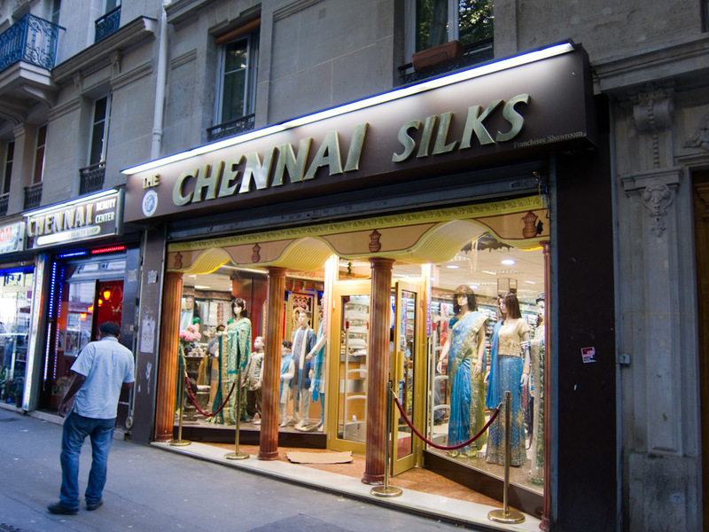 France-Paris-Little India - Chennai Silks. I bought a few shiny outfits for myself from here.