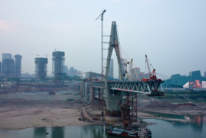 Sichuan - China - Chengdu - Chongqing - March 2013 - This blew my mind. The scale of this is not really understood in the photo. Its a double decker bridge for a start. Its probably a hundred metres off 
