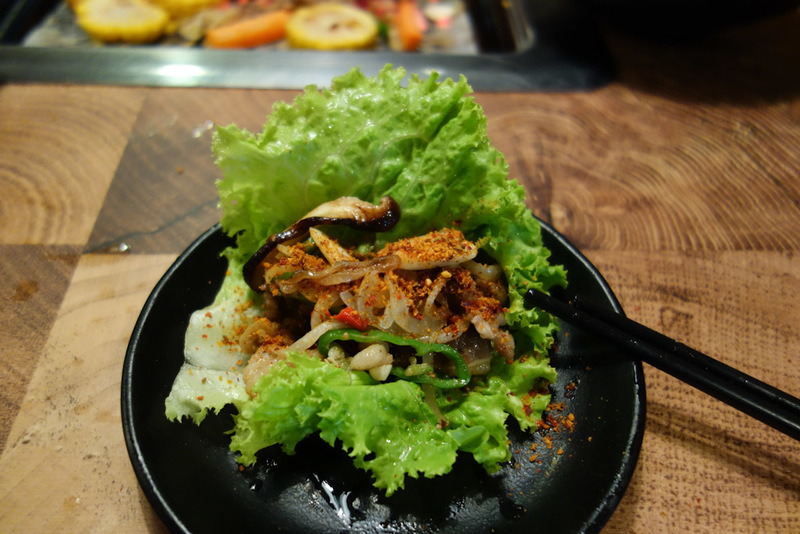 China-Chengdu-Mall-Barbecue - My favourite way of eating, pile it all on a lettuce leaf and wrap it up, delicious.