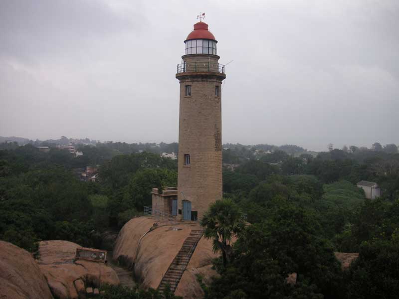 India-Chennai-Mamallapuram-Monkeys - View from atop the ancient lighthouse of the british lighthouse.