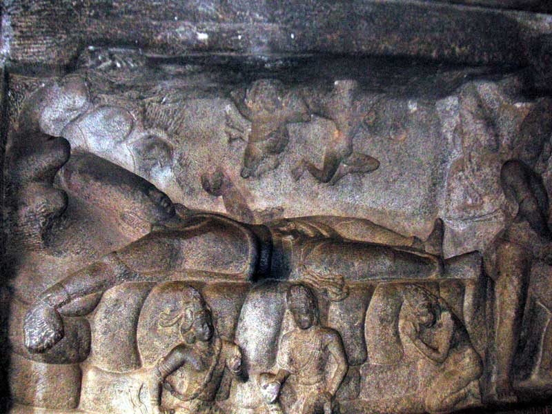 India-Chennai-Mamallapuram-Monkeys - I believe this is Brahma - the creator, surrounded by the hindu version of angels.