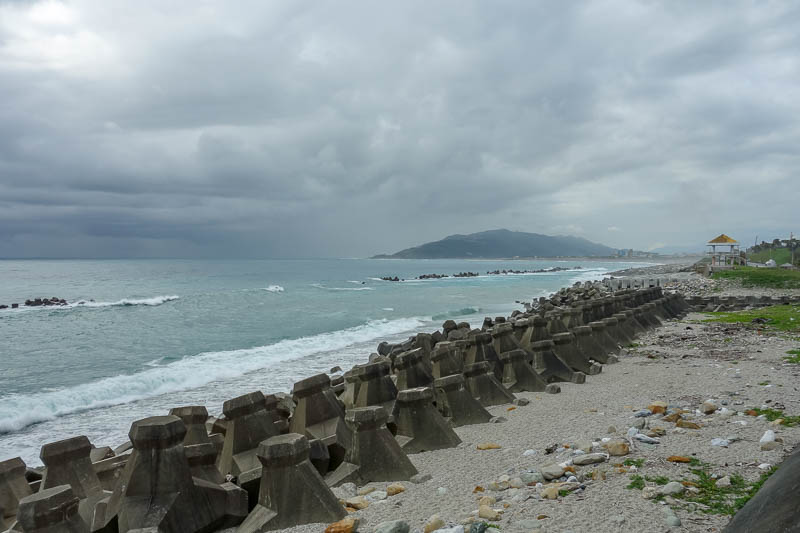 Taiwan-Hualien-Beach-Chisingtan-Cake - Part one of my beach walk featured concrete tsunami (or possibly Peoples Liberation Army) defences. Hey, I havent been overusing brackets lately.