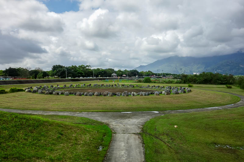 Taiwan-Hualien-Hiking-Rain-Zuocang - Then I found myself at stonehenge. Along here as far as the eye can see is baseball grounds / pitches / mounds / parks. I dont know what you call a pl