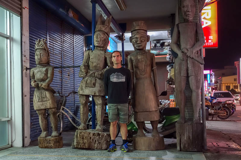 A full lap of Taiwan in March 2017 - Then I hung out with some wooden natives. None as wooden in their performance as me. Note my jumper / sweater (american translation). I believe I have