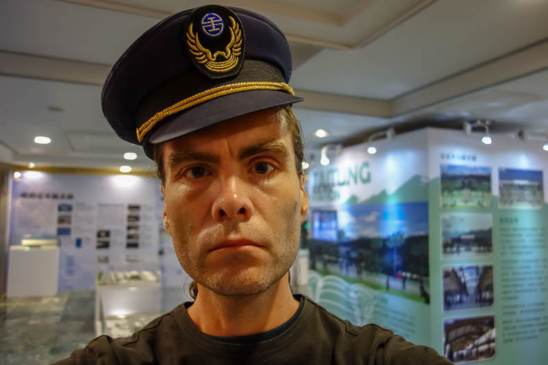 A full lap of Taiwan in March 2017 - As a member of the Taiwan Railways Administration Junior Engineers Club, I am entitled to a stationmaster hat. Unfortunately none are big enough for m